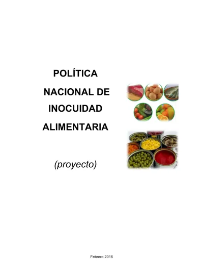 POLÍTICA NACIONAL DE INOCUIDAD ALIMENTARIA proyecto