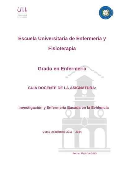 Escuela Universitaria De Enfermer A Y Fisioterapia Grado En Enfermer A