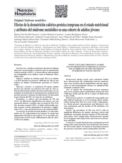 Efectos De La Desnutrici N Cal Rico Proteica Temprana En El Estado