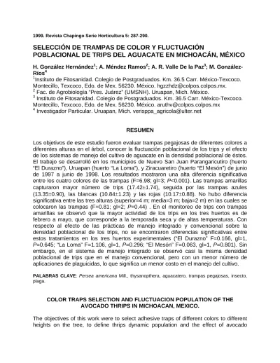 SELECCIÓN DE TRAMPAS DE COLOR Y FLUCTUACIÓN POBLACIONAL DE TRIPS DEL