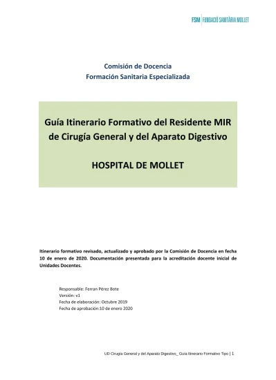 Guía Itinerario Formativo del Residente MIR de Cirugía General y del