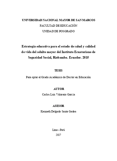 Estrategia Educativa Para El Estado De Salud Y Calidad De Vida Del