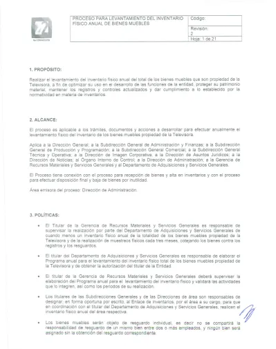 Proceso Para Levantamiento Del Inventario F Sico Anual De Bienes Muebles