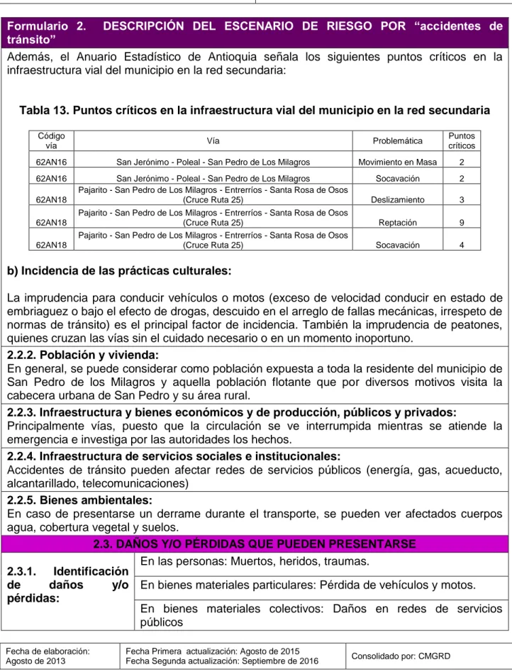 Caracterizaci N General Del Escenario De Riesgo Por Accidentes De