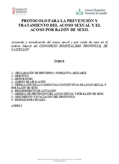 Protocolo Para La Prevenci N Y Tratamiento Del Acoso Sexual Y El Acoso