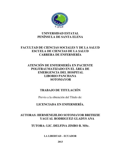 Atención de enfermería en paciente politraumatizado en el área de