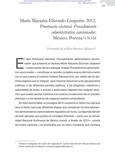 El Libro Prontuario Electoral Procedimiento Administrativo Sancionador