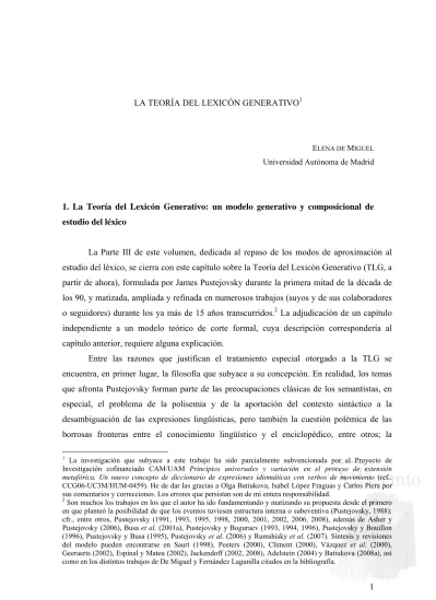 La Teor A Del Lexic N Generativo La Teor A Del Lexic N Generativo Un