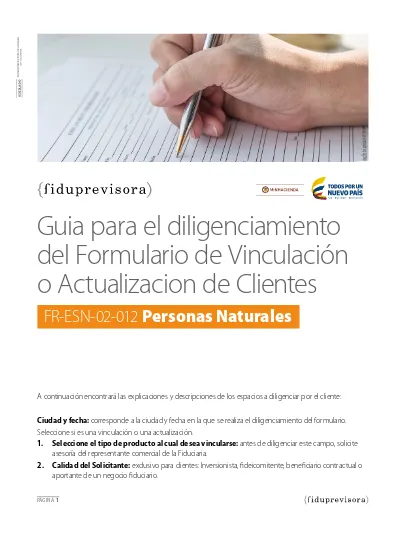 Guia para el diligenciamiento del Formulario de Vinculación o