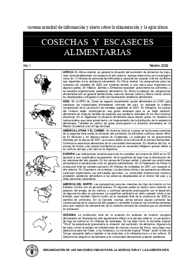 AMERICA DEL NORTE COSECHAS Y ESCASECES ALIMENTARIAS