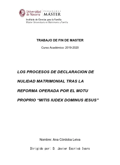 Los Procesos De Declaracion De Nulidad Matrimonial Tras La Reforma