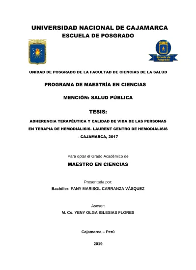 Adherencia Terap Utica Y Calidad De Vida De Las Personas En Terapia De