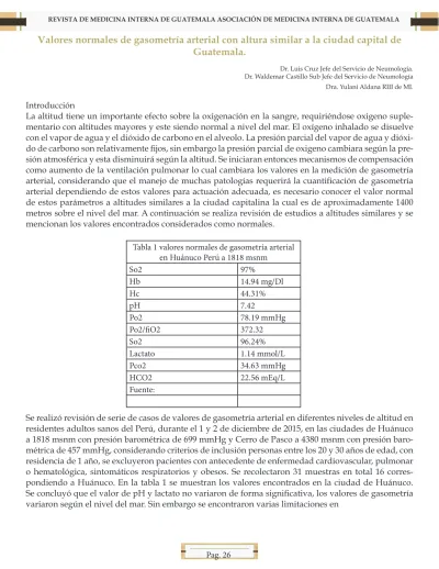 Valores Normales De Gasometr A Arterial Con Altura Similar A La Ciudad