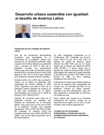 Desarrollo Urbano Sostenible Con Igualdad El Desaf O De Am Rica Latina