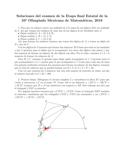 Soluciones Del Examen De La Etapa Final Estatal De La A Olimpiada