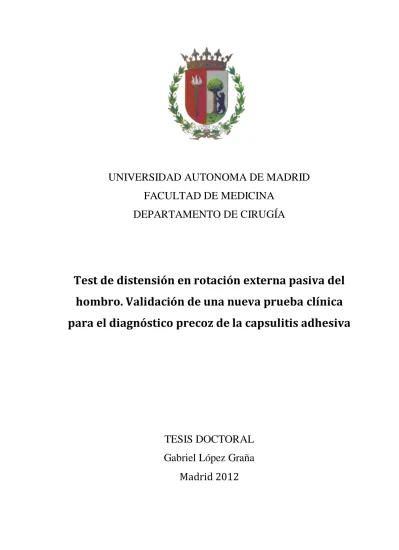 Test de distensión en rotación externa pasiva del hombro validación de