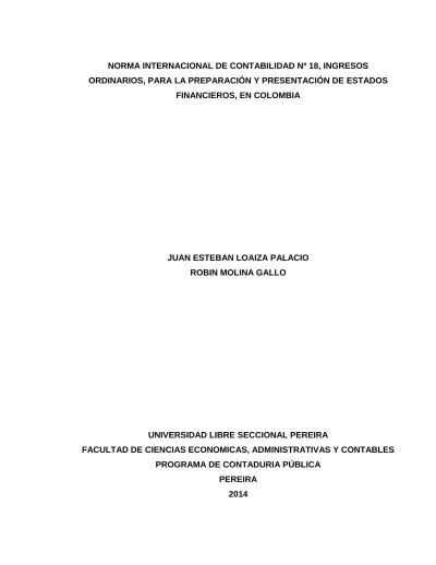 Norma Internacional De Contabilidad No Ingresos Ordinarios Para