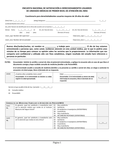 ENCUESTA NACIONAL DE SATISFACCIÓN A DERECHOHABIENTES USUARIOS DE