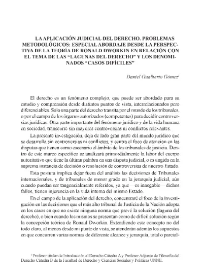 La Aplicaci N Judicial Del Derecho Problemas Metodol Gicos Especial