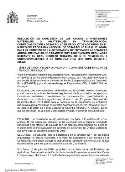 EVALUACIÓN DE LAS SOLICITUDES PRESENTADAS POR OVIARAGON S C L