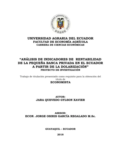 CONCLUSIONES Y RECOMENDACIONES UNIVERSIDAD AGRARIA DEL ECUADOR