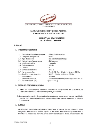 Facultad De Derecho Y Ciencia Pol Tica Escuela Profesional De Derecho