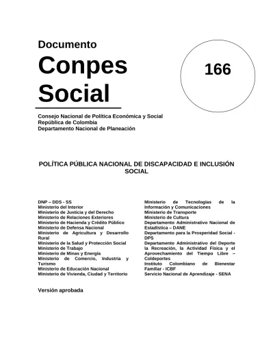 POLÍTICA PÚBLICA NACIONAL DE DISCAPACIDAD E INCLUSIÓN SOCIAL