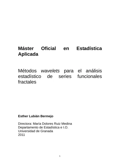 Máster Oficial en Estadística Aplicada Métodos wavelets para el