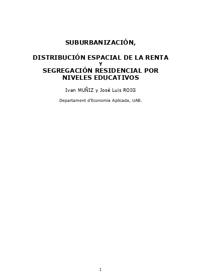 Suburbanizacion distribución espacial de la renta y segregación