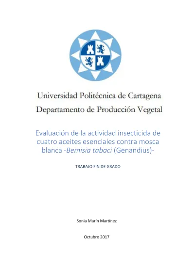 Evaluación de la actividad insecticida de cuatro aceites esenciales