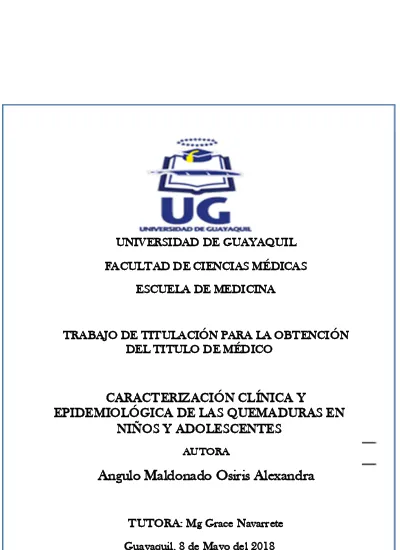 Caracterizaci N Cl Nica Y Epidemiol Gica De Las Quemaduras En Ni Os Y