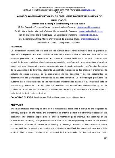 LA MODELACIÓN MATEMÁTICA EN SU ESTRUCTURACIÓN DE UN SISTEMA DE