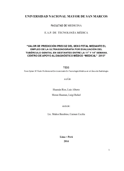 Valor de predicción precoz del sexo fetal mediante el empleo de la