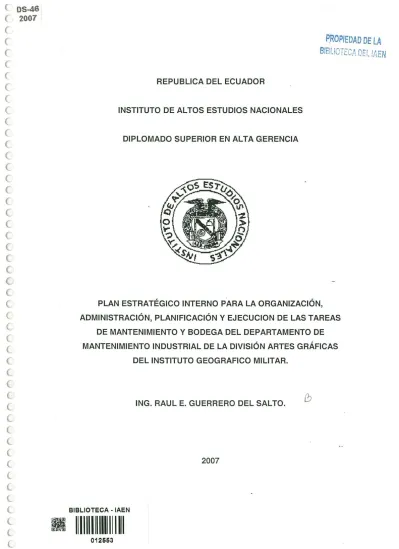 Republlca Del Ecuador Diplomado Superior En Alta Gerencia