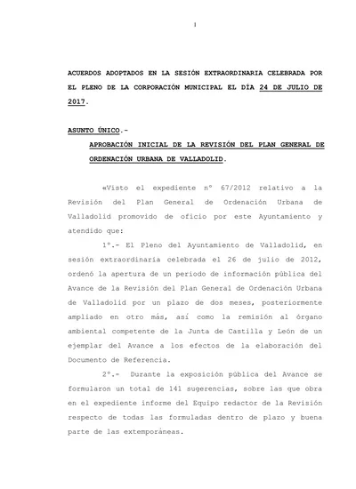 APROBACIÓN INICIAL DE LA REVISIÓN DEL PLAN GENERAL DE ORDENACIÓN URBANA