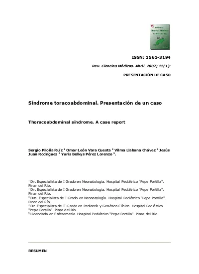 Síndrome toracoabdominal Presentación de un caso