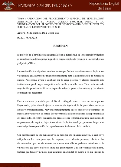 Aplicación del procedimiento especial de terminación anticipada en el