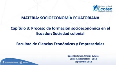 Materia Socioeconom A Ecuatoriana Facultad De Ciencias Econ Micas Y