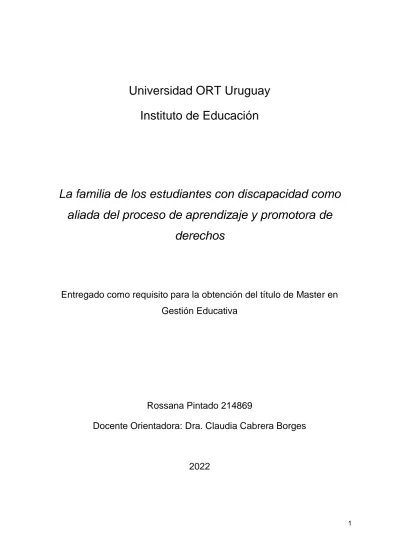 La Familia De Los Estudiantes Con Discapacidad Como Aliada Del Proceso