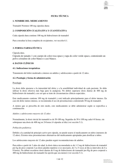 FICHA TÉCNICA Tratamiento del dolor moderado a intenso en adultos y