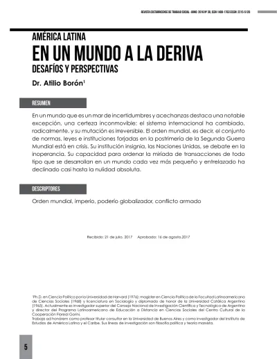 Am Rica Latina En Un Mundo A La Deriva Desaf Os Y Perspectivas