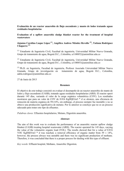 Evaluaci N De Un Reactor Anaerobio De Flujo Ascendente Y Manto De Lodos