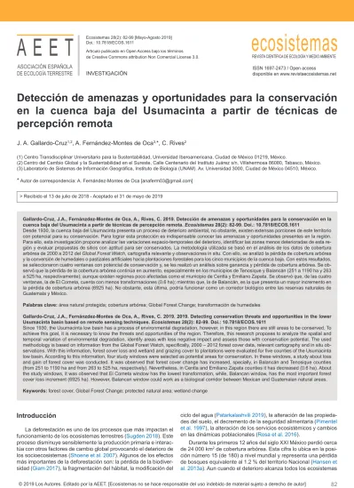 Detección de amenazas y oportunidades para la conservación en la cuenca