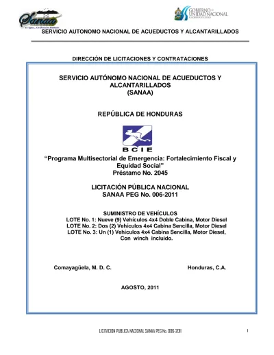 SERVICIO AUTÓNOMO NACIONAL DE ACUEDUCTOS Y ALCANTARILLADOS SANAA