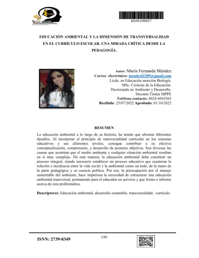 Vista De Educaci N Ambiental Y La Dimensi N De Transversalidad En El