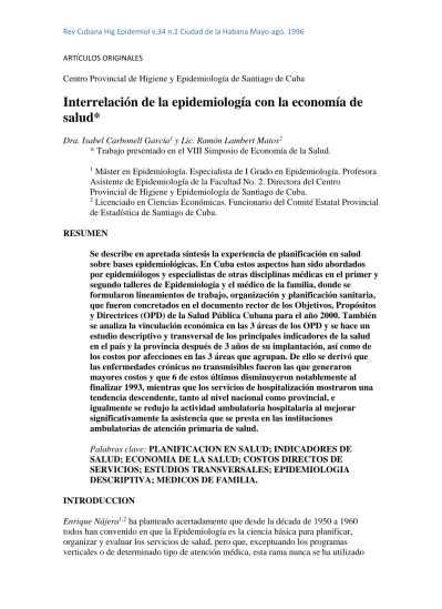 Interrelaci N De La Epidemiolog A Con La Econom A De Salud