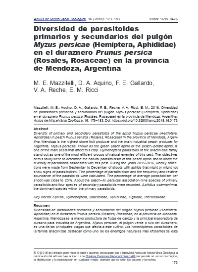 Diversidad de parasitoides primarios y secundarios del pulgón Myzus