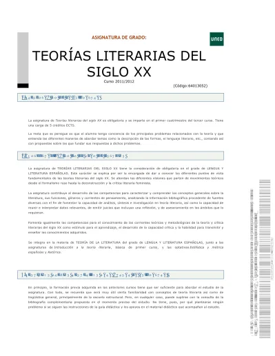 Teor As Literarias Del Siglo Xx