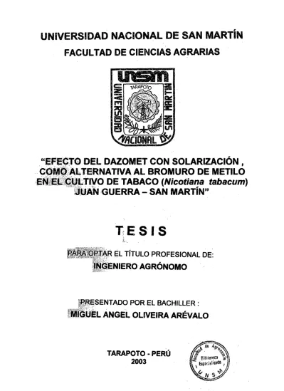 Efecto del cazomet con solarización como alternativa al bromuro de