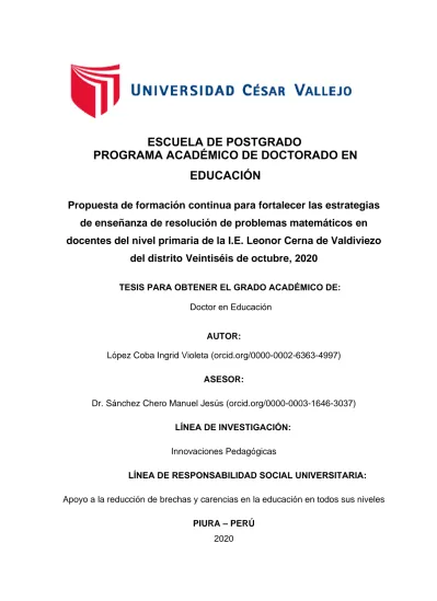 ESCUELA DE POSTGRADO PROGRAMA ACADÉMICO DE DOCTORADO EN EDUCACIÓN